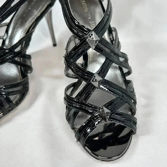 Antonio Melani Size 6.5 Black Cage Heels Metallic Heel Date Night - Picture 2 of 10